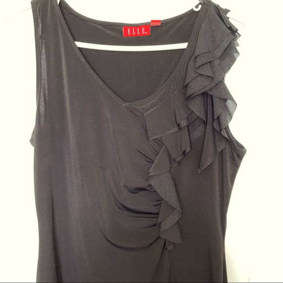 Elle Sleeveless Little Black Dress A-Line with Ruffle Detail - size M - Picture 3 of 6